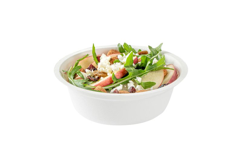 12 oz Round White Sugarcane Salad Bowl