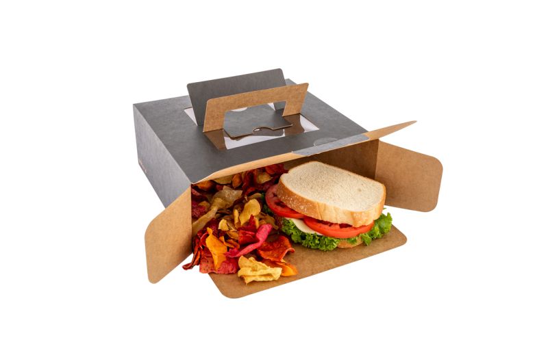 Square Black Paper Cake Box - with Pop-Up Handle, Window