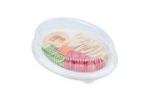 Oval Clear Plastic Ripple Dome Lid - Fits Sugarcane Plate