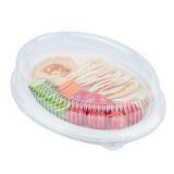 Oval Clear Plastic Ripple Dome Lid - Fits Sugarcane Plate
