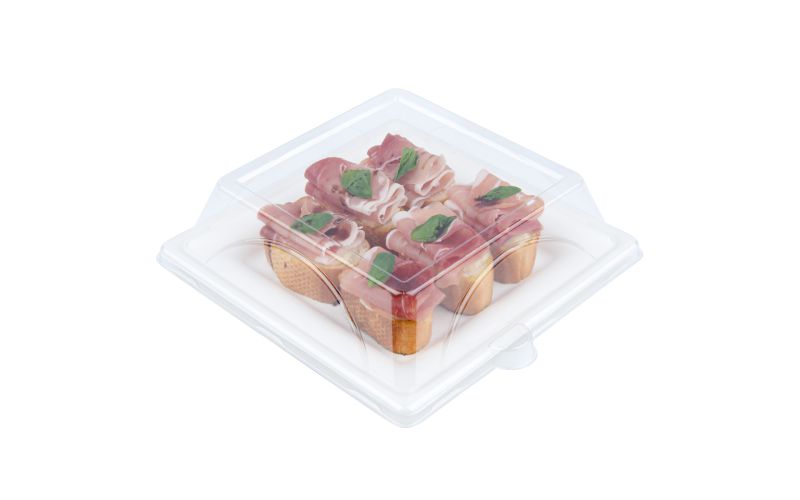 Square Clear Plastic Dome Lid - Fits Sugarcane Medium Plate
