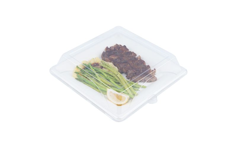 Square Clear Plastic Dome Lid - Fits Sugarcane Large Plate
