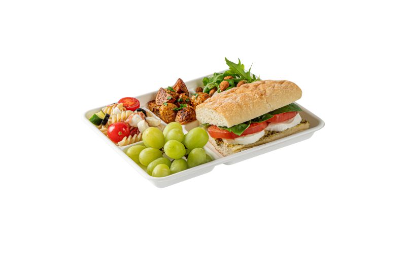 Rectangle White Sugarcane Food Tray - 10.5in x 8.5in