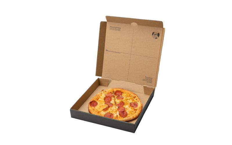 Kraft and Black Paper Corrugated Pizza Box