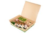 78 oz Rectangle Kraft & Green Paper Bento Box, 3-Compartment