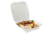 32 oz White Sugarcane Clamshell Container