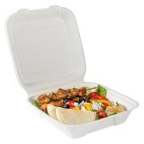 32 oz White Sugarcane Clamshell Container