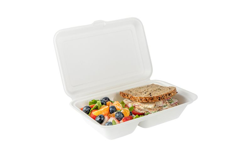 34 oz Sugarcane Clamshell Container