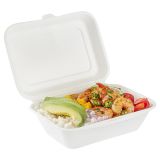 20 oz White Sugarcane Clamshell Container