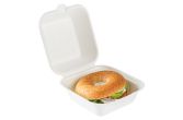 15 oz Square White Sugarcane Clamshell Container