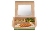 78 oz Kraft & Green Paper Bento Box - 3-Compartment