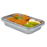 18 oz Silver Plastic Tamper-Evident Container with Clear Lid