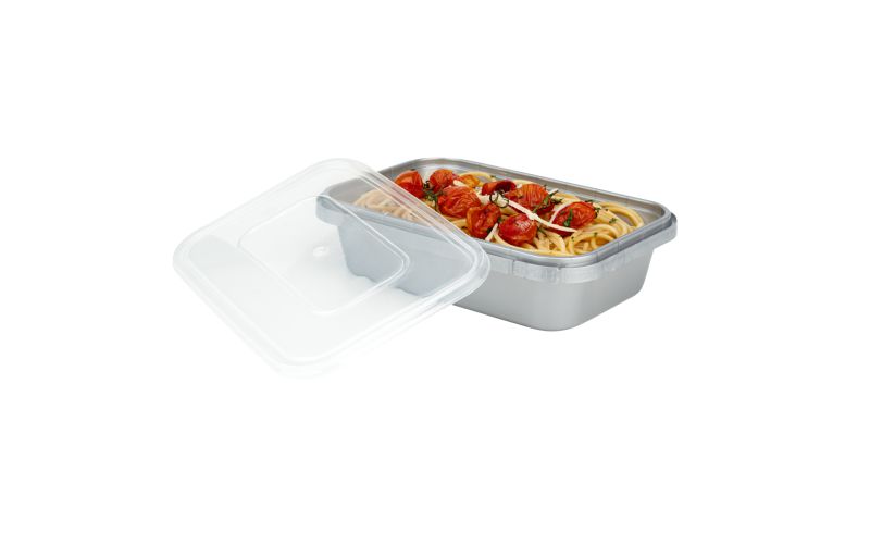 24 oz Silver Plastic Tamper-Evident Container with Clear Lid