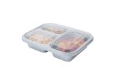 30 oz Silver Plastic Tamper-Evident 3-Compartment Container