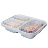 30 oz Silver Plastic Tamper-Evident 3-Compartment Container