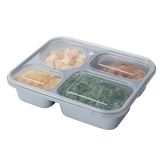 57 oz Silver Plastic Tamper-Evident 4-Compartment Container