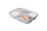 62 oz Silver Plastic Tamper-Evident 5-Compartment Container