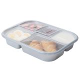 62 oz Silver Plastic Tamper-Evident 5-Compartment Container