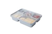 63 oz Silver Plastic Tamper-Evident 5-Compartment Container