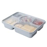 63 oz Silver Plastic Tamper-Evident 5-Compartment Container