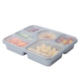 51 oz Silver Plastic Tamper-Evident 6-Compartment Container