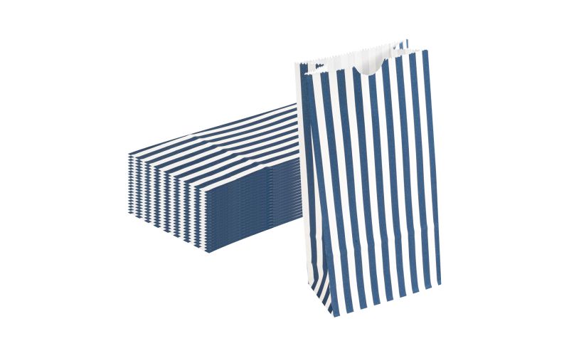Blue & White Stripe Paper Bag, 2 lb