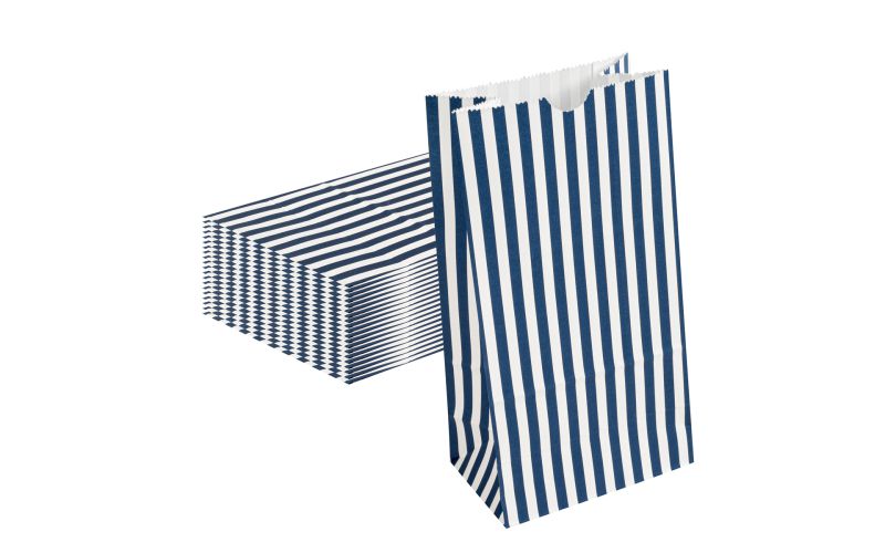 Blue & White Stripe Paper Bag, 4 lb
