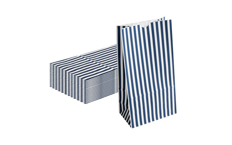 Blue & White Stripe Paper Bag, 6 lb