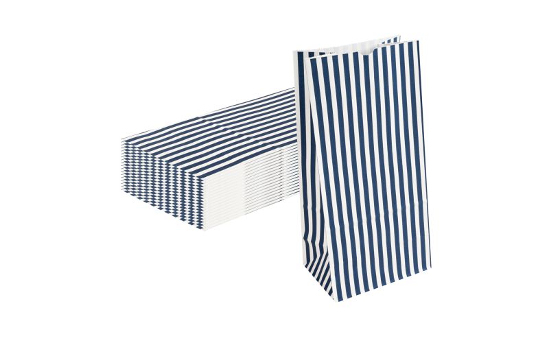 Blue & White Stripe Paper Bag, 8 lb