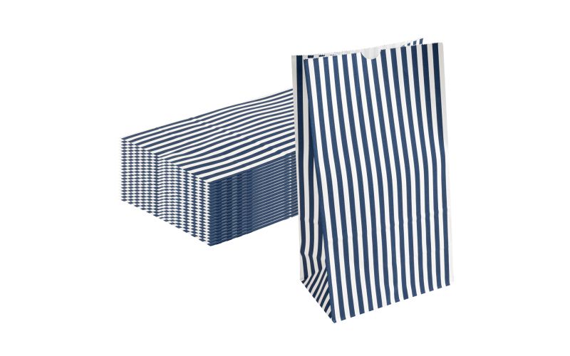 Blue & White Stripe Paper Bag, 12 lb