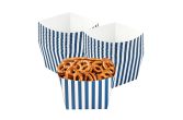 Square Blue & White Stripe Paper Snack Box