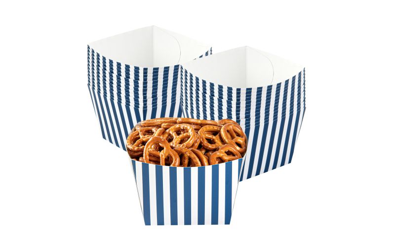 Square Blue & White Stripe Paper Snack Box