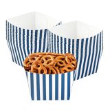 Square Blue & White Stripe Paper Snack Box
