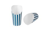 16 oz Round Blue & White Stripe Paper Incline Cup