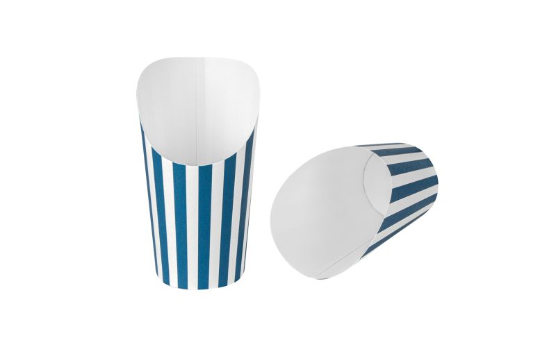 16 oz Round Blue & White Stripe Paper Incline Cup