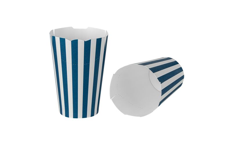 16 oz Blue & White Stripe Paper To Go Fry Cup