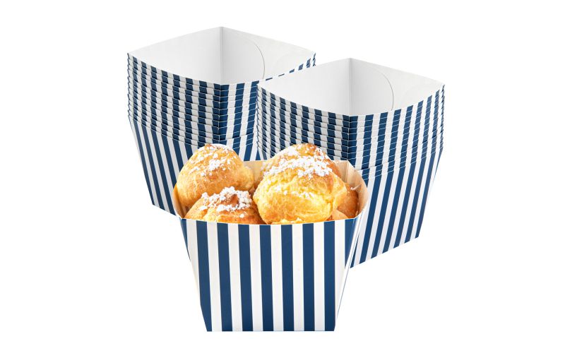Square Blue & White Stripe Paper Snack Box