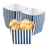 Square Blue & White Stripe Paper Snack Box