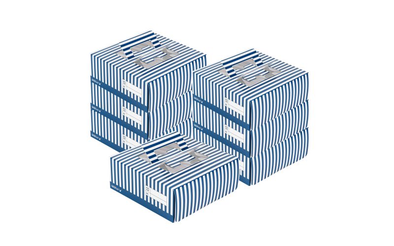 Square Blue and White Stripe Paper Box
