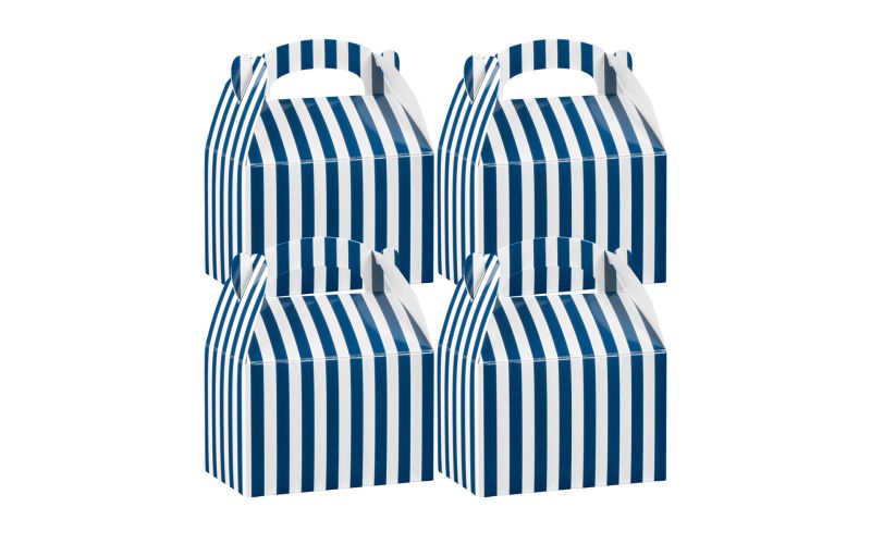 Blue & White Stripe Paper Lunch Box