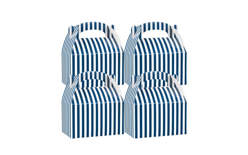 Blue & White Stripe Paper Lunch Box