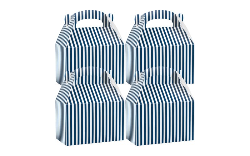 Blue & White Stripe Paper Lunch Box