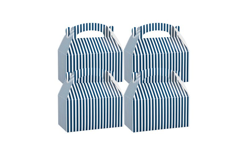 Blue & White Stripe Paper Lunch Box