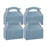 Blue & White Stripe Paper Lunch Box