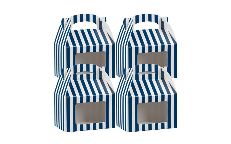 Blue & White Stripe Paper Lunch Box