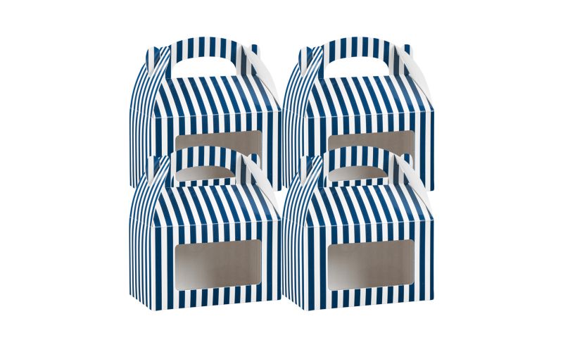 Blue & White Stripe Paper Lunch Box