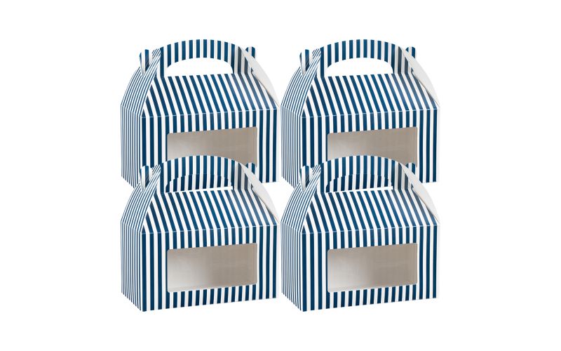 Blue & White Stripe Paper Lunch Box