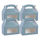 Blue & White Stripe Paper Lunch Box