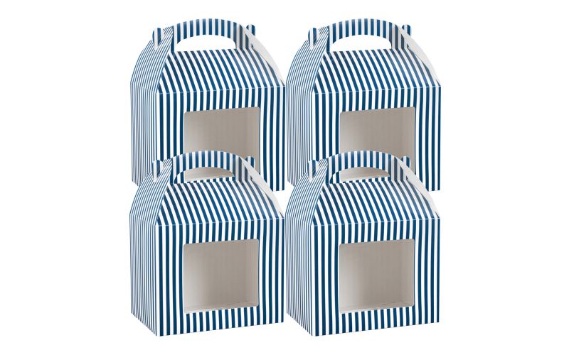 Blue & White Stripe Paper Lunch Box