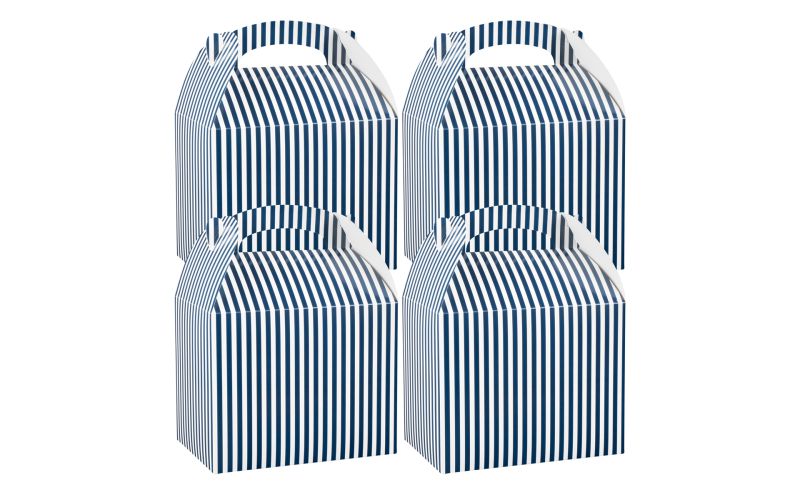 Blue & White Stripe Paper Lunch Box